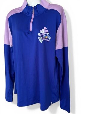 RunDisney Mickey Long Sleeve Quarter Zip Pullover Disney Parks Shirt Top Size L